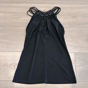 MICHAEL KORS Black Sleeveless‎ Wood Beaded Polyester Blouse Tank Top Size XS